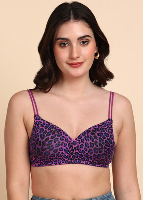 Dressberry Dressberry Lightly Padded Everyday Printed Bra Women T-Shirt Lightly Padded Bra(Purple)