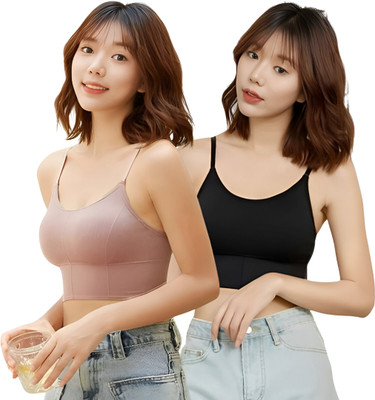 SYNOVATIC Women Sports Lightly Padded Bra(Brown, Black)