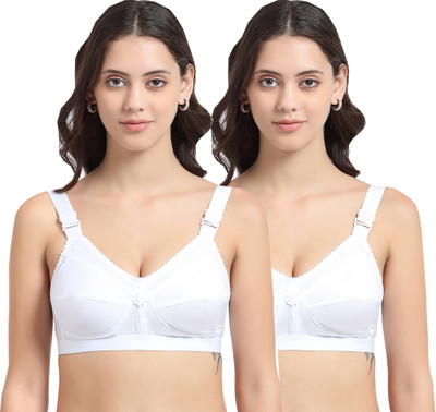 GelxmoNet non padded bra white cotton bra cotton bra full coverage cotton bra women bra Women Full Coverage Non Padded Bra(White)