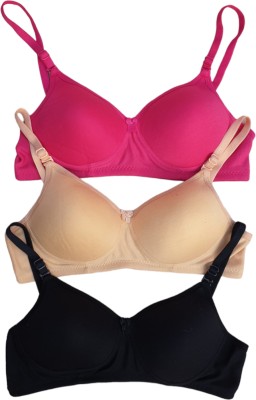 BLUE-WELL Women Everyday Lightly Padded Bra(Pink, Red, Black)