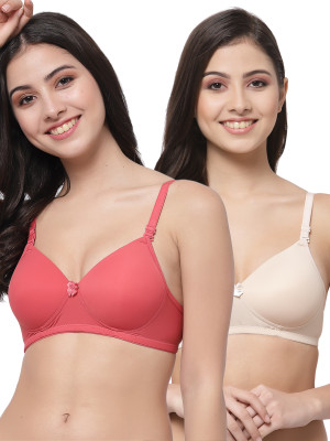 COLLEGE GIRL Hellopad ComboPO2 Women T-Shirt Lightly Padded Bra(Red, Beige)