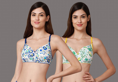 samvar B-Riopd Bra Women Minimizer Lightly Padded Bra(Blue, Yellow)