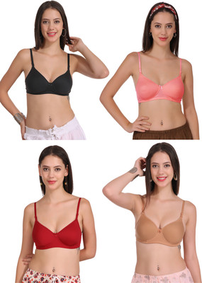 FigureFit SoftPad Women T-Shirt Lightly Padded Bra(Black, Red, Brown, Maroon)