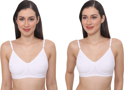 Glamoras Women T-Shirt Non Padded Bra(White, White)