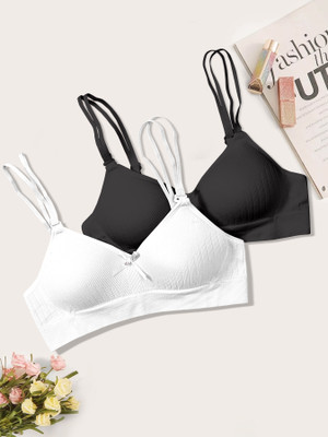 NAGARVEL CREATION C/309-BLK/WHT-P02-32 Women Push-up Lightly Padded Bra(Multicolor)