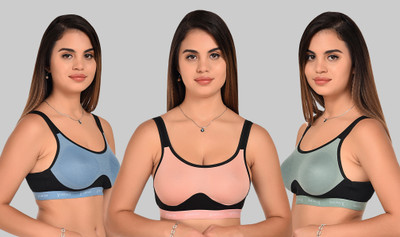 Yana Women Sports Non Padded Bra(Light Blue, Light Green, Pink)