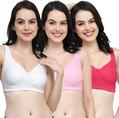 COLLEGE GIRL CG1214Mino Women Minimizer Non Padded Bra(White, Pink, Pink)
