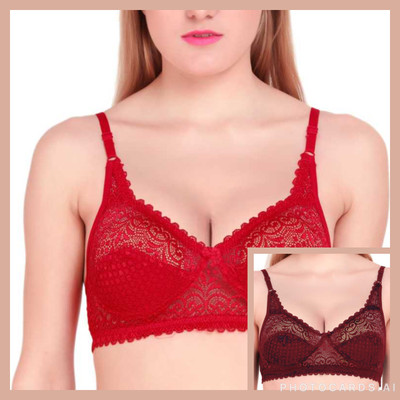 clickscart Women Full Coverage Non Padded Bra(Red, Maroon)