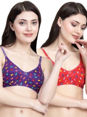 Docare LittleHeart Women Minimizer Non Padded Bra(Purple, Red)