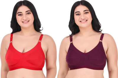 Winsure Winsure Womens Full Coverage B Cups Bra Women Full Coverage Non Padded Bra(Maroon, Red)