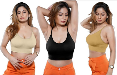 BRANKLY URJA Women Cami Bra Lightly Padded Bra Women Cami Bra Lightly Padded Bra(Black, Beige, Gold)