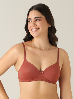 Amante Women T-Shirt Lightly Padded Bra(Brown)
