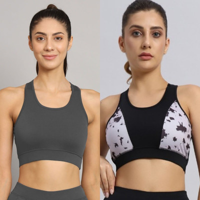 BEING RUNNER Women Sports Non Padded Bra(Multicolor, Grey)