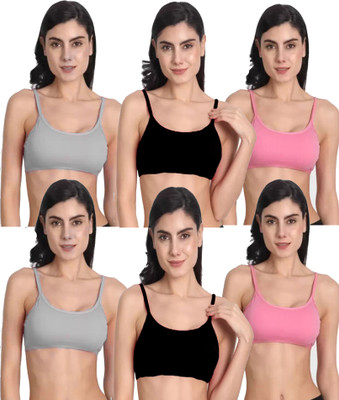CHARMMODE Pack of 6 Women Everyday Non Padded full Coverage Bra (Multicolor) Girls Training/Beginners Non Padded Bra(Multicolor)