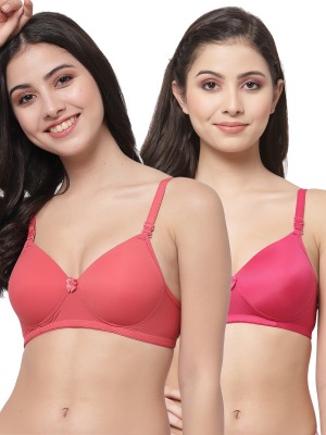 COLLEGE GIRL Hellopad ComboPO2 Women T-Shirt Lightly Padded Bra(Red, Pink)