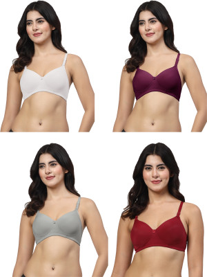 LILY Dapyklis Women T-Shirt Lightly Padded Bra(Purple, White, Grey, Maroon)