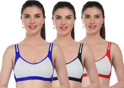 Zivosis Women Sports Non Padded Bra(Black, Blue, Red)