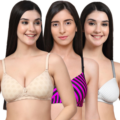 Erican ERPAD Women Everyday Lightly Padded Bra(Beige, Pink, Grey)