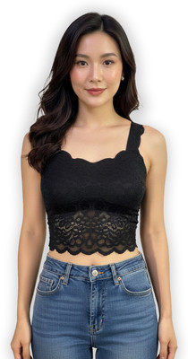 Damselle Women Cami Bra Lightly Padded Bra(Black)