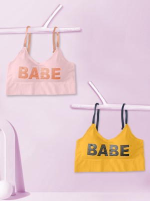 NAGARVEL CREATION BABE-8-PINK-YELLOW-02-32 Women Bralette Lightly Padded Bra(Yellow, Pink)