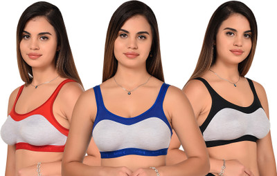 Zivosis Women Sports Non Padded Bra(Black, Red, Blue)