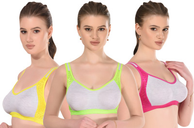 Zivosis Women Sports Non Padded Bra(Yellow, Pink, Light Green)