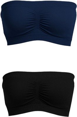 MUNNS & MARS Non Padded Seamless Tube Bra Combo - Black & Navy Blue Women Bandeau/Tube Non Padded Bra(Black, Dark Blue)