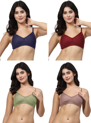LILY Itida Women T-Shirt Non Padded Bra(Maroon, Blue, Brown, Green)