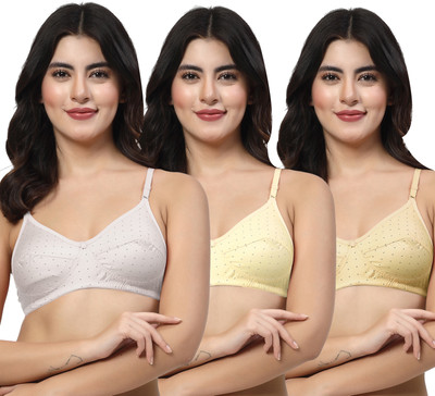 LILY egatniv Women Everyday Non Padded Bra(White, Yellow, Beige)