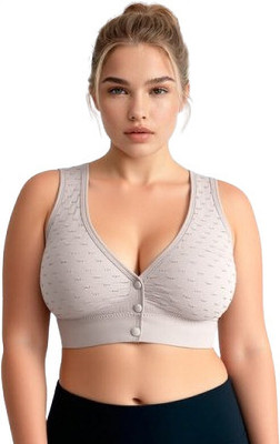 Goods Forest Women Maternity/Nursing Front Opening Button Bra Women Maternity/Nursing Lightly Padded Bra(Beige)