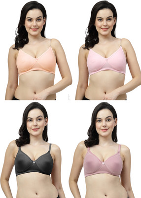 Shyam Sons FLAIR Femina Double Layerd Cup Women T-Shirt Non Padded Bra(Orange, Pink, Purple, Black)