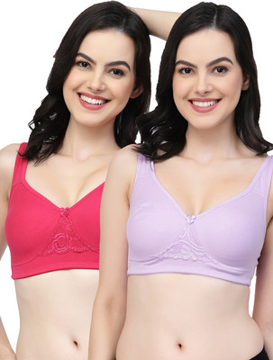 COLLEGE GIRL CG1214Mino Women Minimizer Non Padded Bra(Purple, Pink)
