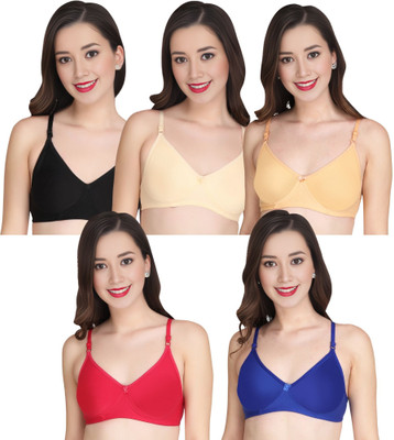 Liigne Women Everyday Padded Bra (Pack Of 5) for T-Shirt Saree Dress Sports Garment Women Full Coverage Lightly Padded Bra(Black)