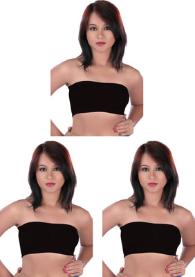 KKD Women Bandeau/Tube Non Padded Bra(Black)