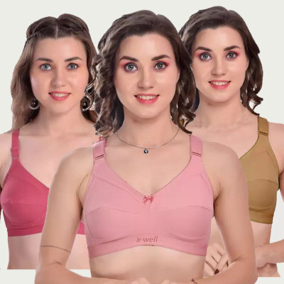 X-WELL Women Everyday Non Padded Bra(Beige, Pink)