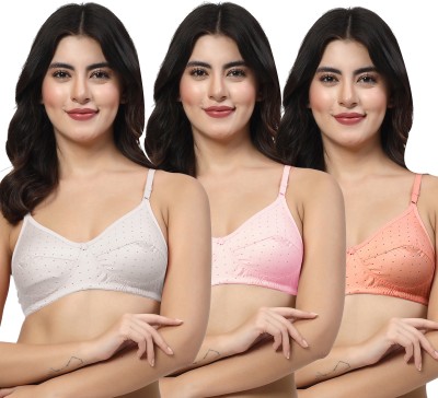 LILY egatniv Women Everyday Non Padded Bra(White, Pink, Orange)