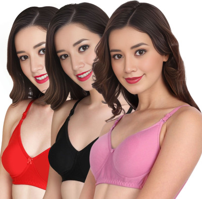 Liigne Women Everyday Padded Bra (Pack Of 3) for T-Shirt Saree Dress Sports Garment Women Full Coverage Lightly Padded Bra(Red)