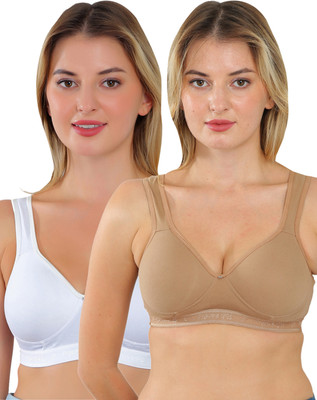 FigureFit Zara Women Sports Lightly Padded Bra(White, Brown)