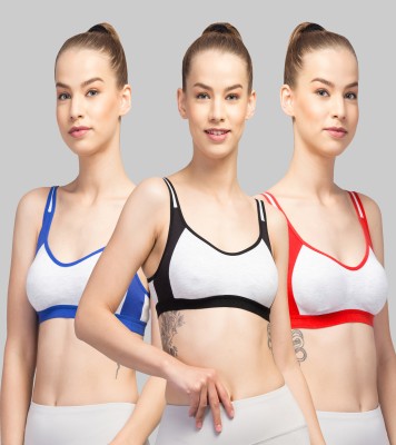 Zivosis Women Sports Non Padded Bra(Red, Black, Blue)