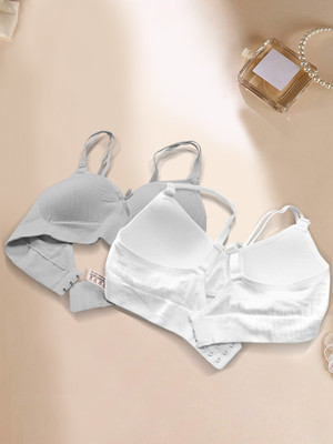 NAGARVEL CREATION I/309-GRY/WHT-P02-32 Women Push-up Lightly Padded Bra(Multicolor)