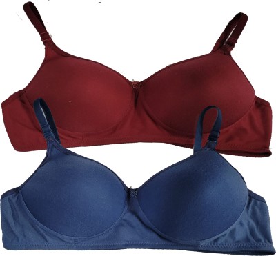 CALCADOS Women Push-up Lightly Padded Bra(Blue, Maroon)