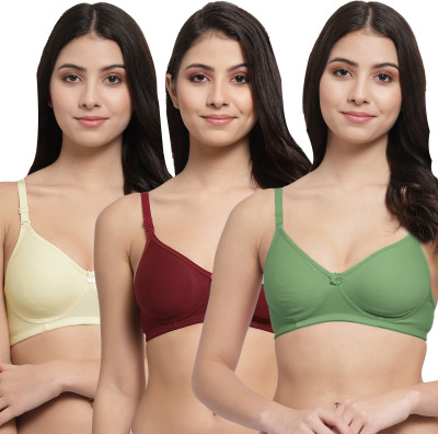 Docare Women T-Shirt Lightly Padded Bra(Green, Maroon, Yellow)