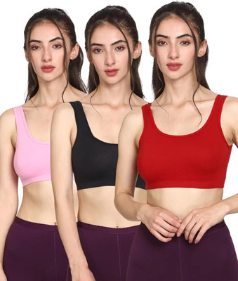 PIVLU FREE SIZE Women Sports Non Padded Bra(Multicolor)