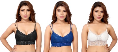 VarniEcom Women Everyday Lightly Padded Bra(Black, Blue, White)