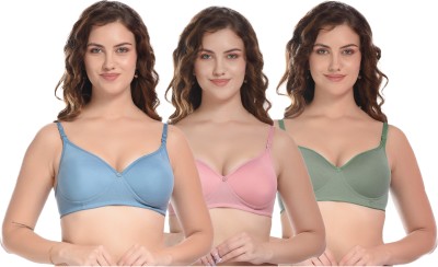 Xcare Pack of 3 Women Non Padded Bra (multicolour) Women T-Shirt Non Padded Bra(Multicolor)