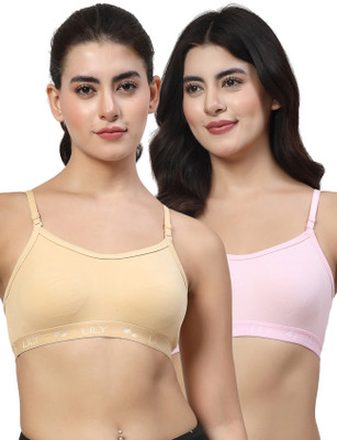 LILY 3321Mino Women Sports Non Padded Bra(Beige, Pink)