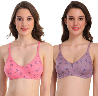 POOJA RAGENEE Pure Cotton Printed Bra Women Full Coverage Non Padded Bra(Multicolor)