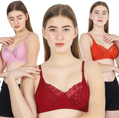 X-WELL Women Everyday Non Padded Bra(Maroon, Purple, Orange)