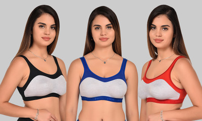 Yana Women Sports Non Padded Bra(Black, Red, Blue)