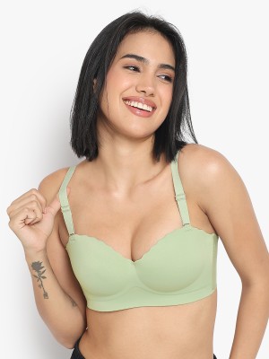 PARKHA Solid Padded Seamless Bra Women Push-up Heavily Padded Bra(Green)